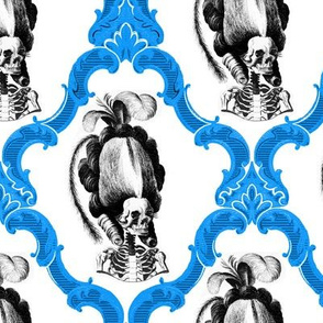 21 Marie Antoinette french France Queen Empress poufs skulls skeletons Victorian elegant gothic lolita filigree scrolls Baroque Rococo scrollworks borders frames medallions Princess morbid macabre scary parody caricature egl  