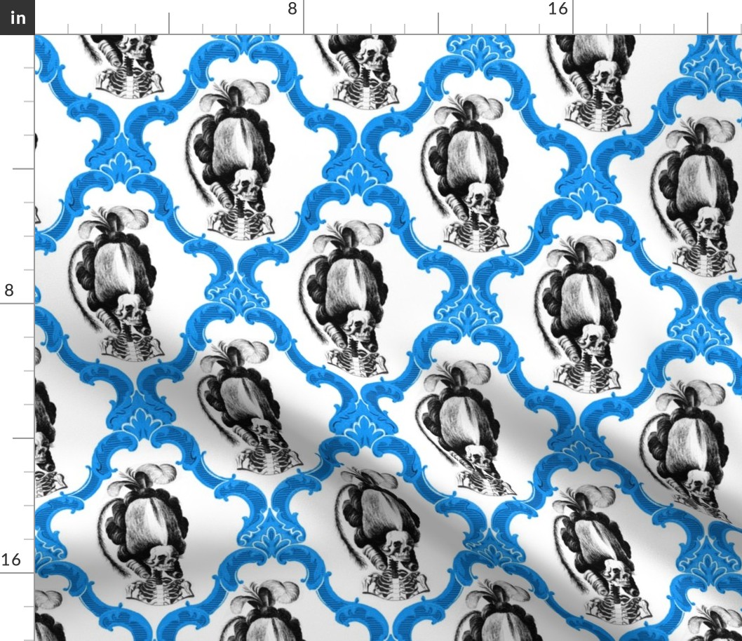 21 Marie Antoinette french France Queen Empress poufs skulls skeletons Victorian elegant gothic lolita filigree scrolls Baroque Rococo scrollworks borders frames medallions Princess morbid macabre scary parody caricature egl  