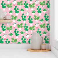 Kawaii love cactus botanical succulent garden spring summer cuteness japan lovers kids design pink and green girls