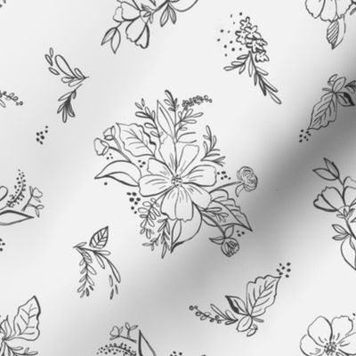 Black and White Floral Sketch