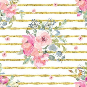 8" Blushing Beauty Florals // Gold Stripes