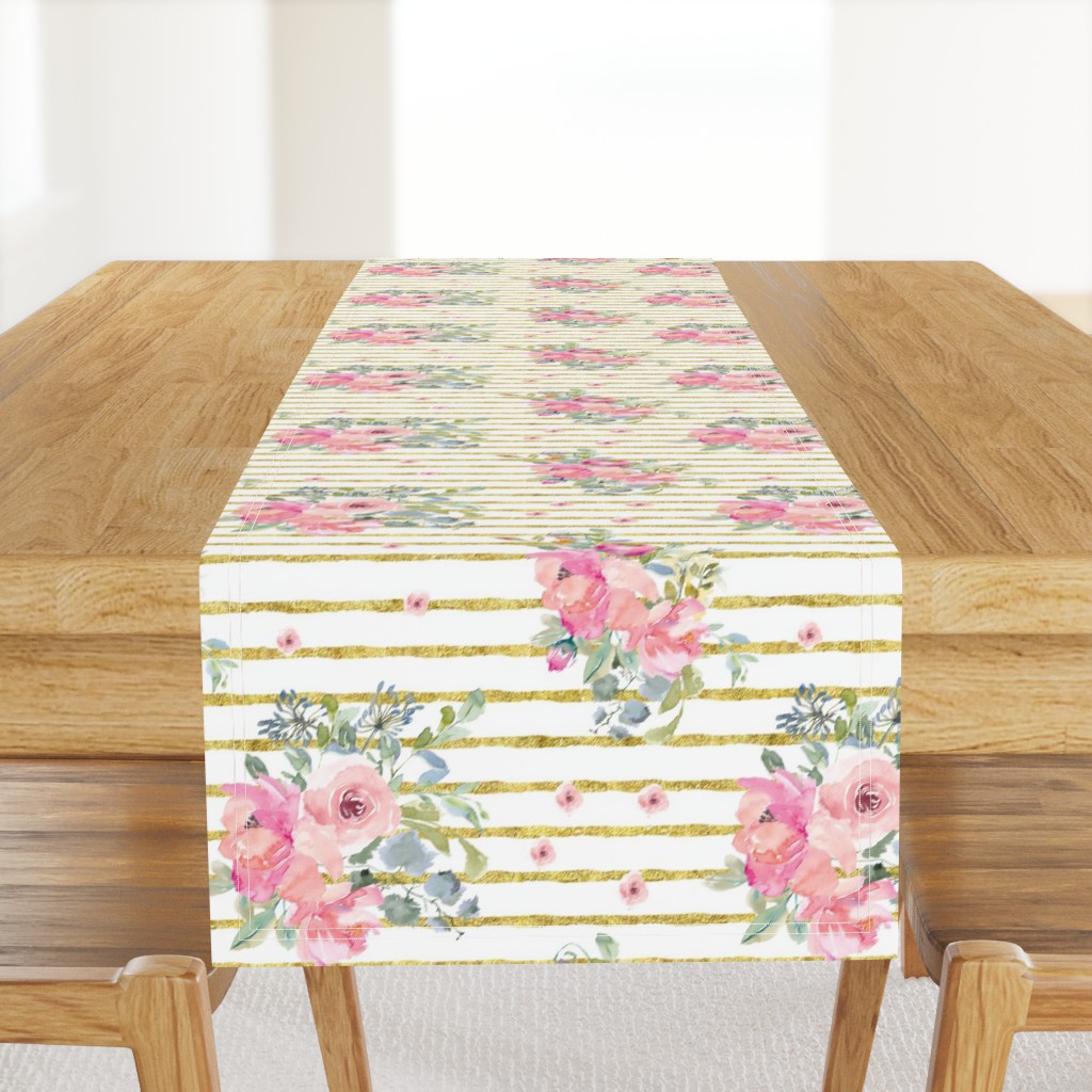 12" Blushing Beauty Florals // Gold Stripes