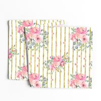 12" Blushing Beauty Florals // Gold Stripes