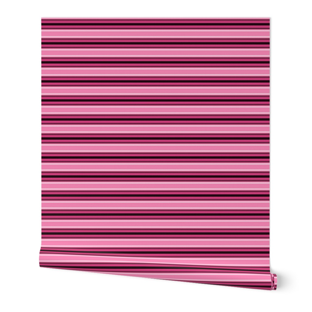 Hot Pink Black and White Horizontal Stripe