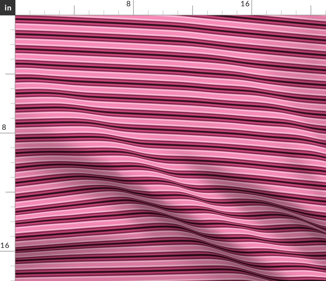 Hot Pink Black and White Horizontal Stripe