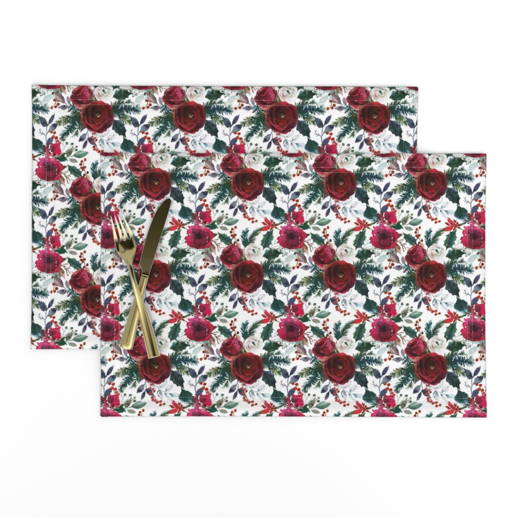 8" Christmas Florals // White