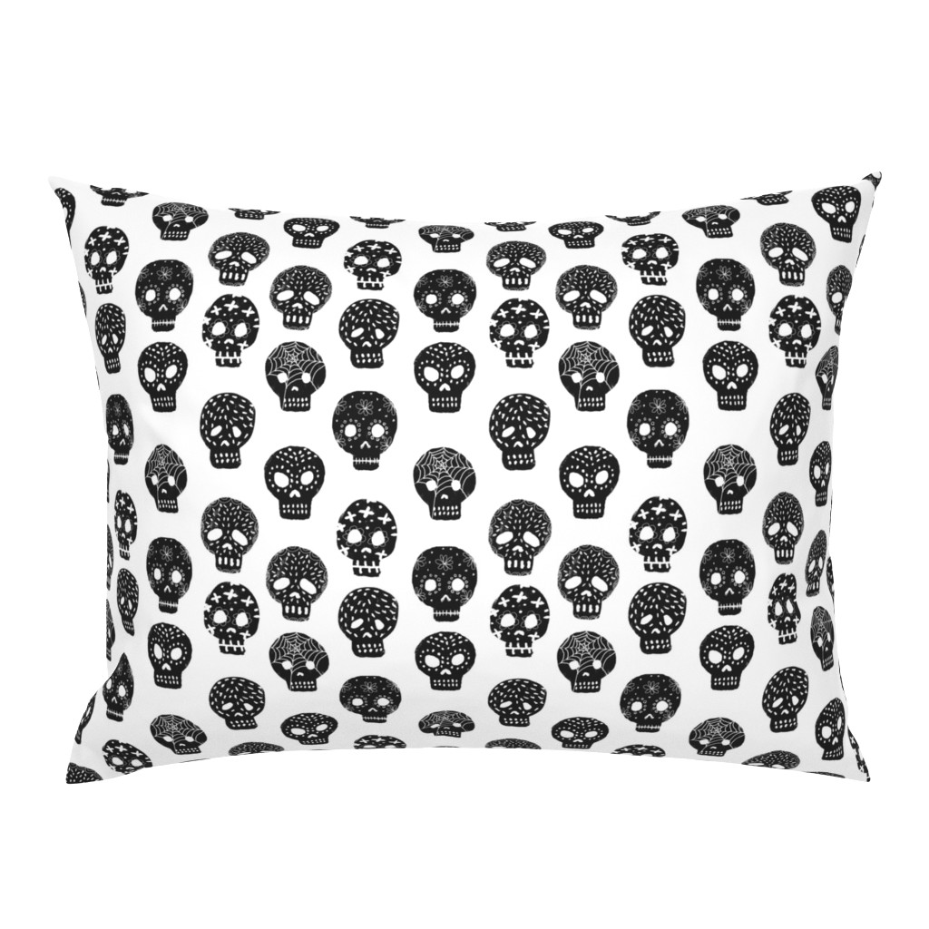 Sugar Skulls fabric day of the dead holiday fall autumn seasonal halloween pattern black and white