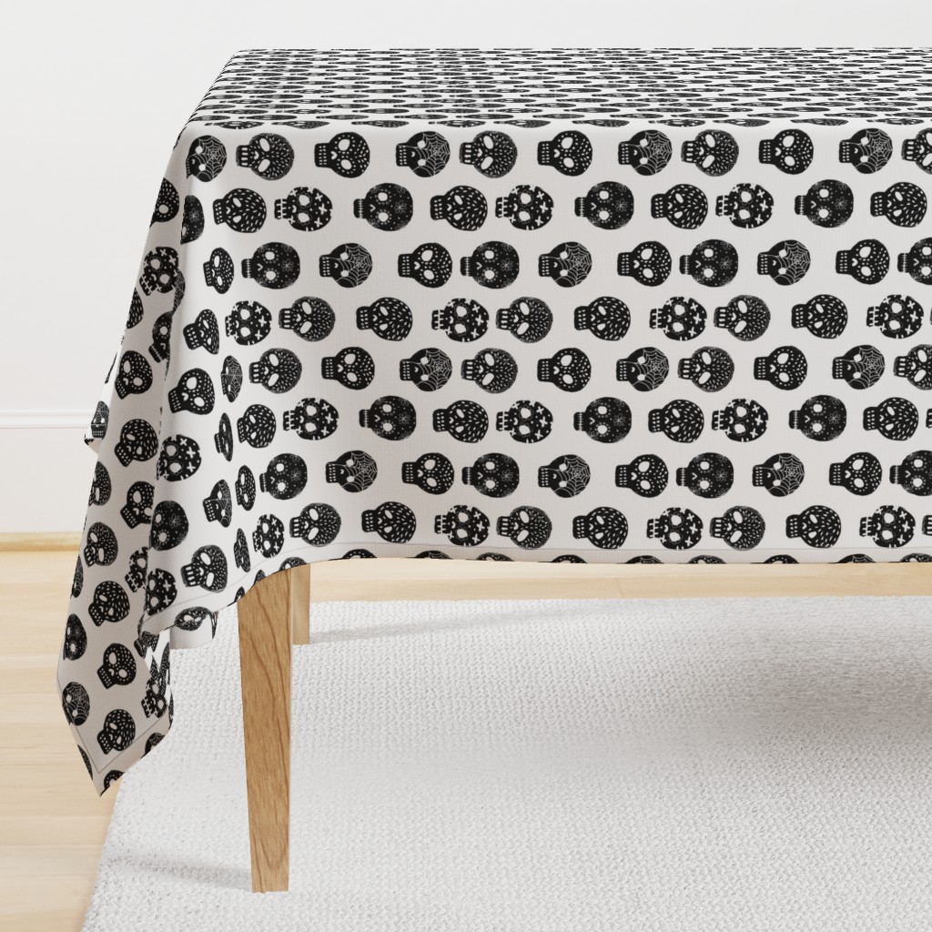 Sugar Skulls fabric day of the dead holiday fall autumn seasonal halloween pattern black and white