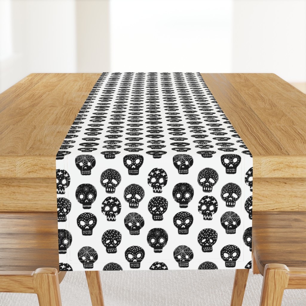 Sugar Skulls fabric day of the dead holiday fall autumn seasonal halloween pattern black and white