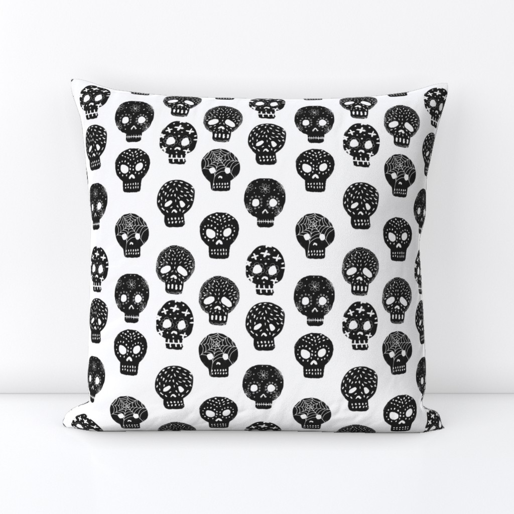 Sugar Skulls fabric day of the dead holiday fall autumn seasonal halloween pattern black and white