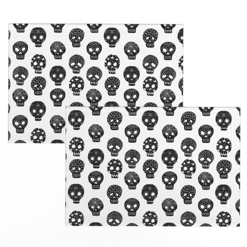 Sugar Skulls fabric day of the dead holiday fall autumn seasonal halloween pattern black and white