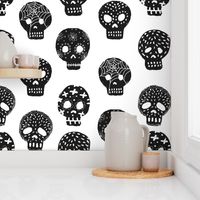 Sugar Skulls fabric day of the dead holiday fall autumn seasonal halloween pattern black and white