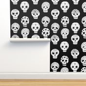 Sugar Skulls fabric day of the dead holiday fall autumn seasonal halloween pattern black and white