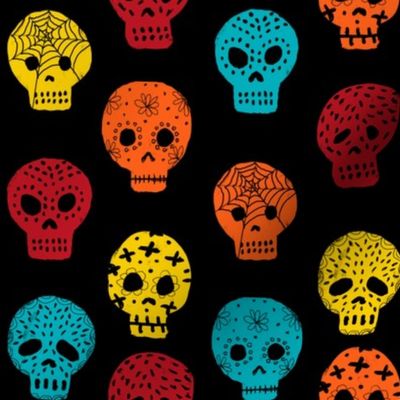 Sugar Skulls fabric day of the dead holiday fall autumn seasonal halloween pattern multi