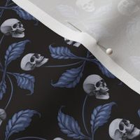 ★ DENIM CHERRY SKULL ★ Blue - Small Scale / Collection : Cherry Skull - Rock 'n' Roll Old School Tattoo Print