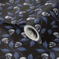 ★ DENIM CHERRY SKULL ★ Blue - Large Scale / Collection : Cherry Skull - Rock 'n' Roll Old School Tattoo Print