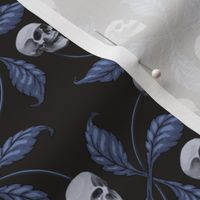 ★ DENIM CHERRY SKULL ★ Blue - Large Scale / Collection : Cherry Skull - Rock 'n' Roll Old School Tattoo Print