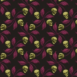 ★ PSYCHOBILLY CHERRY SKULL ★ Green + Purple - Small Scale / Collection : Cherry Skull - Rock 'n' Roll Old School Tattoo Print