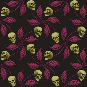 ★ PSYCHOBILLY CHERRY SKULL ★ Green + Purple - Large Scale / Collection : Cherry Skull - Rock 'n' Roll Old School Tattoo Print