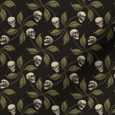 ★ CAMO CHERRY SKULL ★ Olive Green - Small Scale / Collection : Cherry Skull - Rock 'n' Roll Old School Tattoo Print