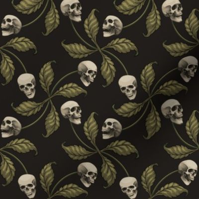 ★ CAMO CHERRY SKULL ★ Olive Green - Large Scale / Collection : Cherry Skull - Rock 'n' Roll Old School Tattoo Print