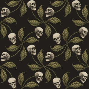 ★ CAMO CHERRY SKULL ★ Olive Green - Large Scale / Collection : Cherry Skull - Rock 'n' Roll Old School Tattoo Print