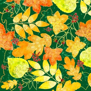 Rustic Fall Leaves (dark green) 