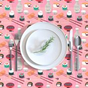 Kawaii Sushi please // vintage retro chopsticks sake rice wine cute kids pug cat kitty rice