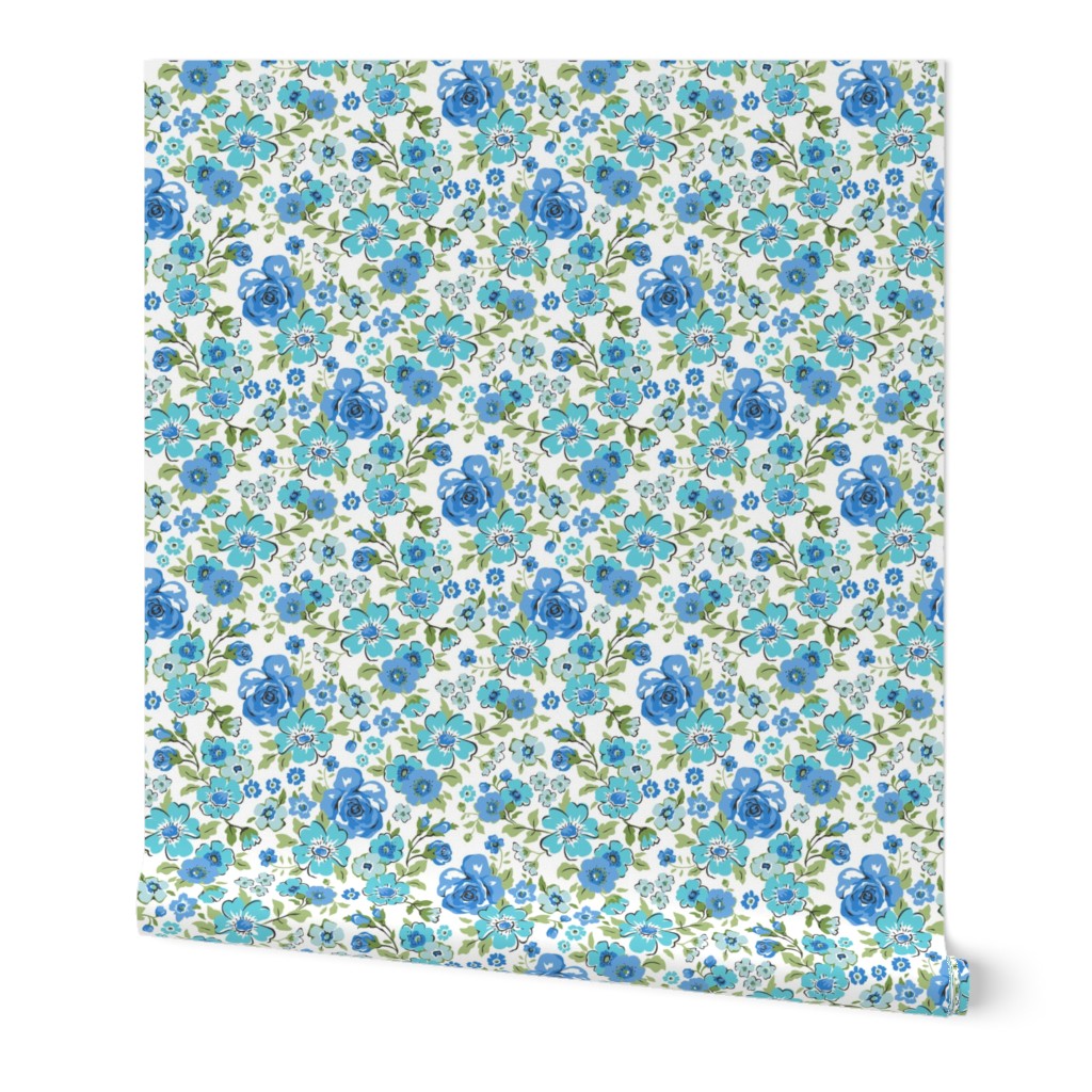 Ditsy Flowers Floral Blue