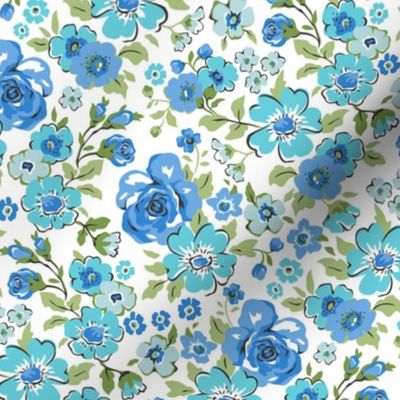 Ditsy Flowers Floral Blue