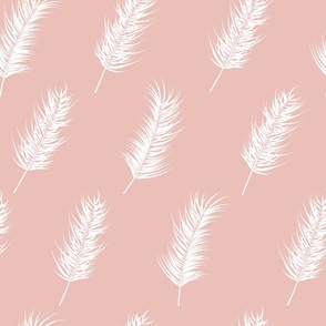 Seamless pattern with tropical leaves on pink background