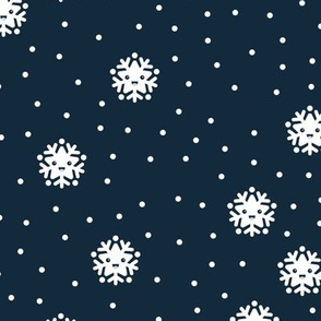 Kawaii love snow flake winter snowy day wonderland japan lovers design navy blue