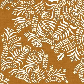 Boho Damask on Rust Linen