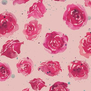 Watercolor roses - rose madder