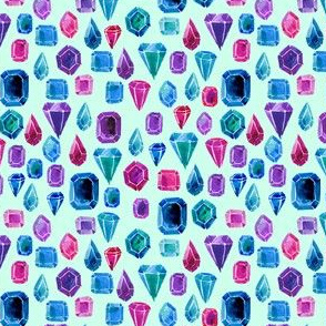 Watercolor gemstones - blue and pink