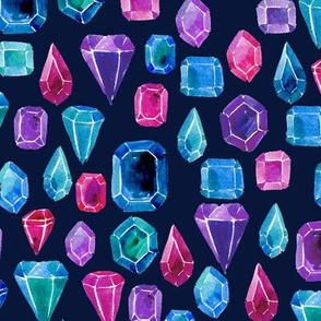 Watercolor gemstones - blue and pink