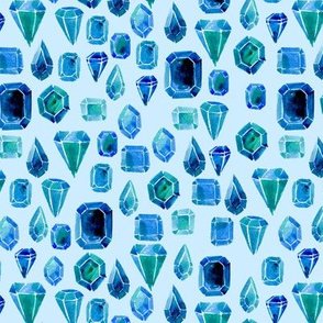 Watercolor gemstones - blue