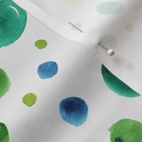 Watercolor polka dots - green