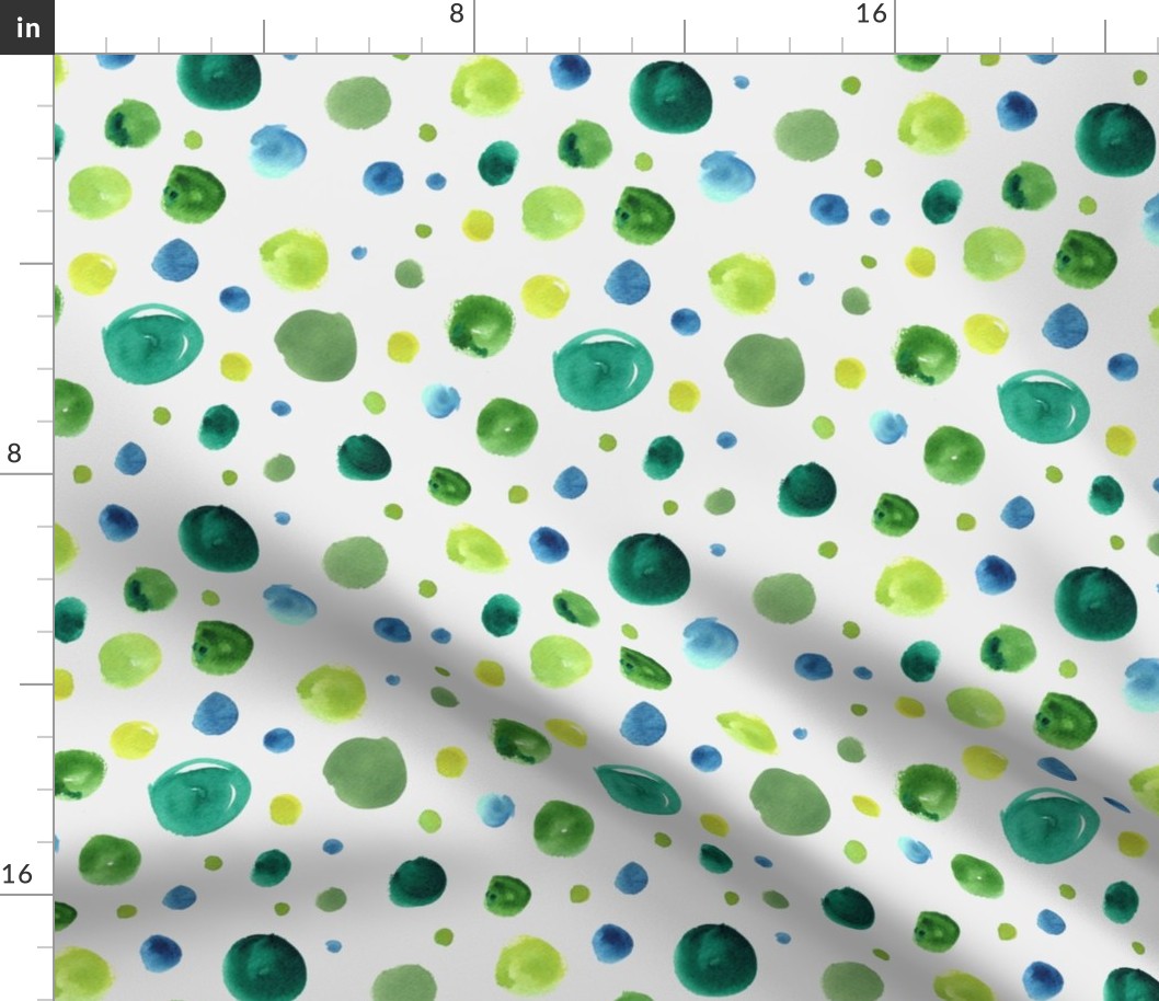 Watercolor polka dots - green
