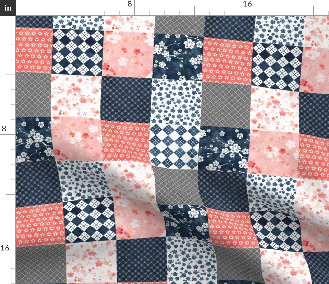 Cherry blossom squares cheater quilt 
