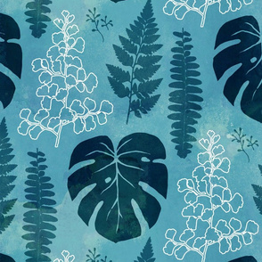 Turquoise tropical leaves