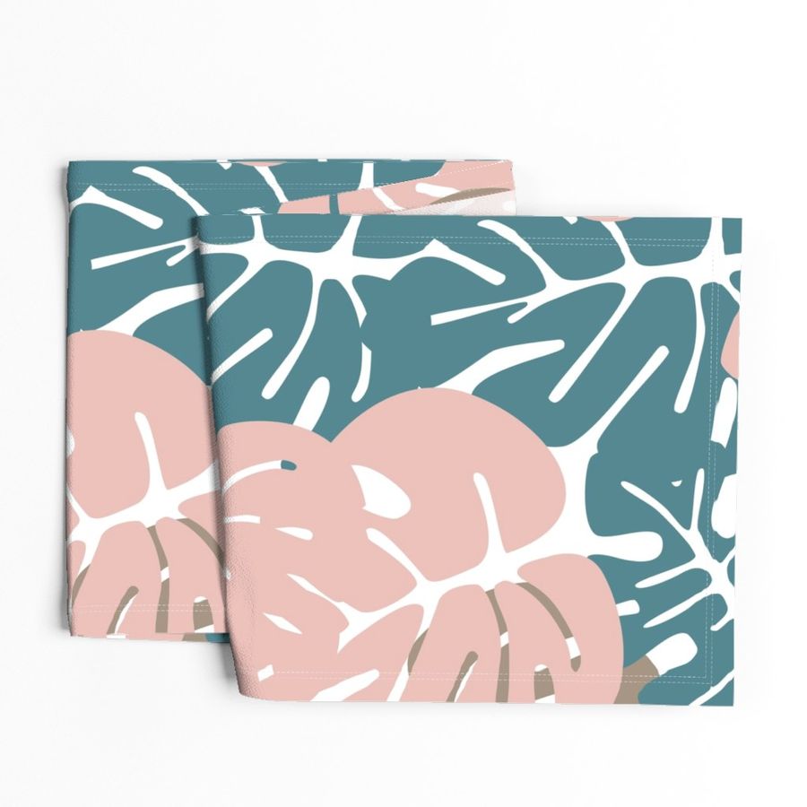 Summer seamless tropical pattern with colorful monstera palm leaves on white background