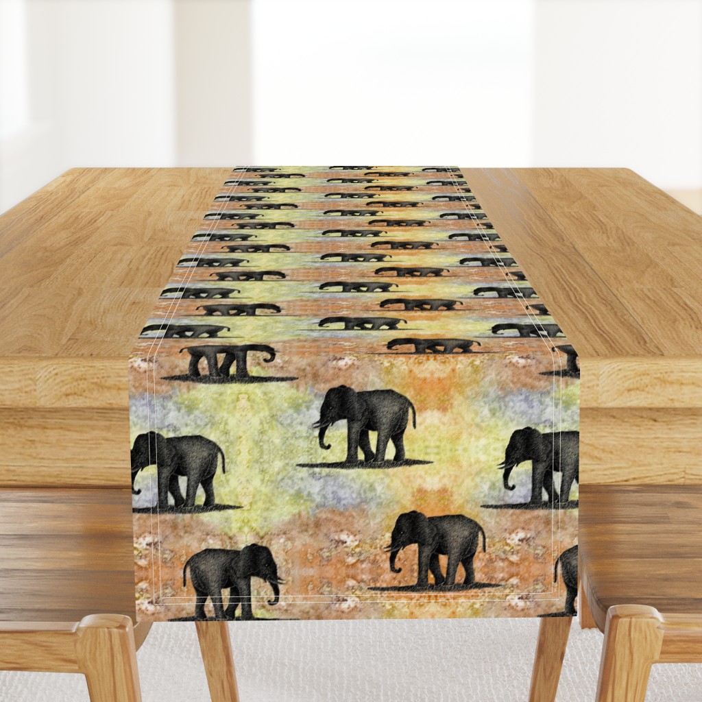 Elephants on tie dye