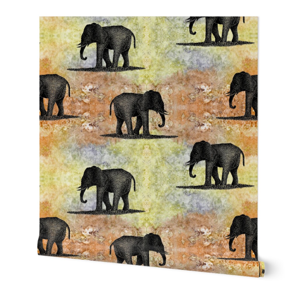 Elephants on tie dye