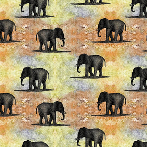 Elephants on tie dye