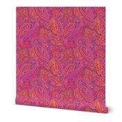 pointillism paisley boho red 