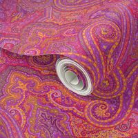 pointillism paisley boho red 