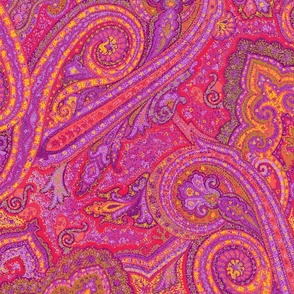 pointillism paisley boho red 