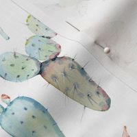 Watercolor Paddle Cactus in Pastel