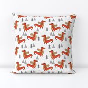 dragon fabric // quirky kids illustration fun design original andrea lauren illustration - orange